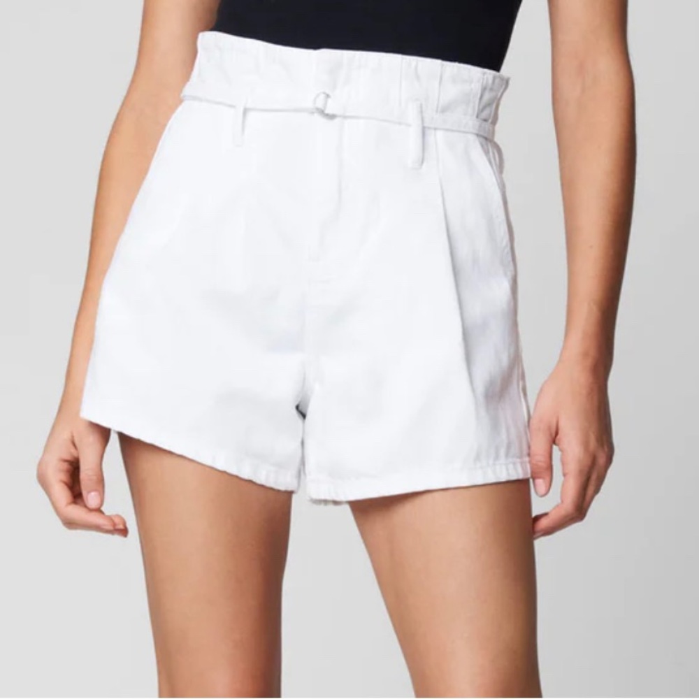 NWT BlankNYC white denim high waisted shorts head in the clouds size 29 belted - Picture 2 of 13